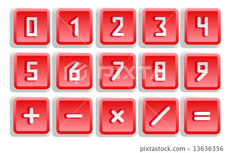 Red Numeric Button Set 13636356