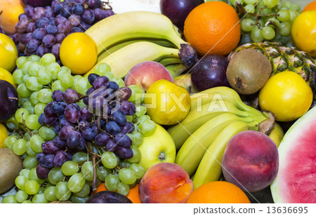 background of fresh fruits bunch berry, banana background of fresh fruits bunch berry, banana 13636695