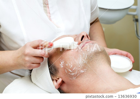man in a beauty salon facial and massage man in a beauty salon facial and massage 13636930