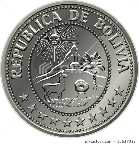 vecor Bolivian money silver coin centavo fifty 13637012