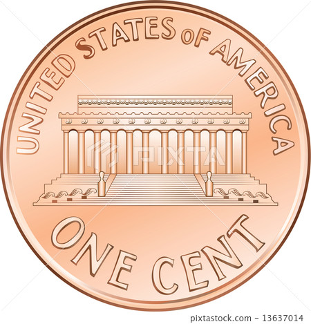 Vector American coin one cent, penny 13637014