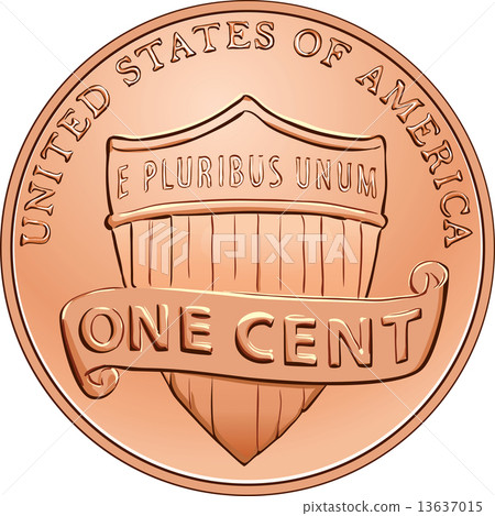 Vector American coin one cent, penny 13637015