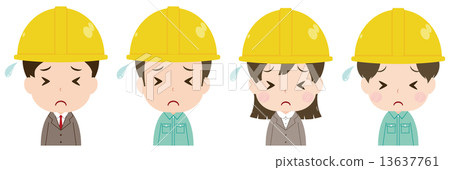 Worker face set troubled face Worker face set troubled face 13637761
