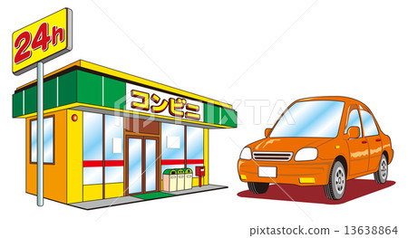 Convenience store and car Convenience store and car 13638864