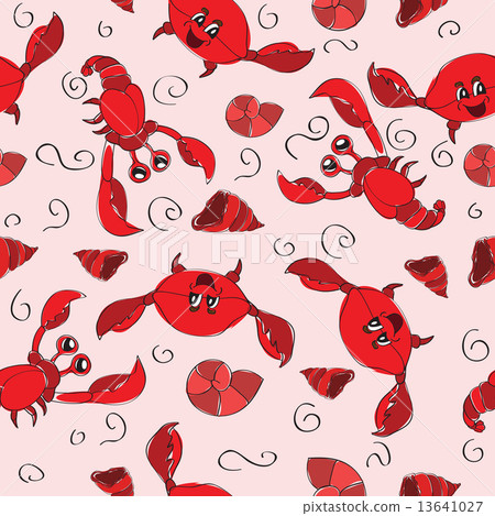 seamless background with  crab and crayfish 13641027