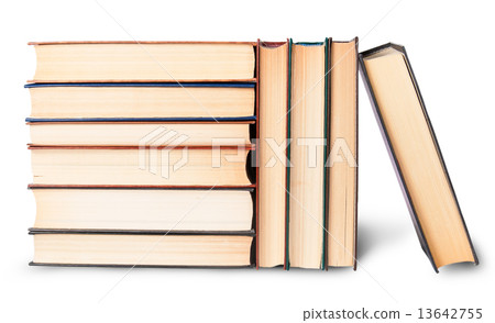Vertical and horizontal stacks of old books 13642755