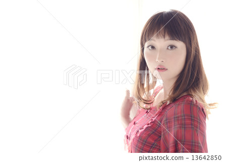 A woman with red clothes A woman with red clothes 13642850