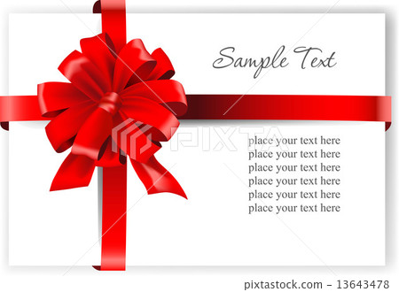 Greeting card with a red ribbon.  13643478