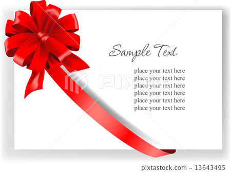 Greeting card with a red ribbon. - Stock Illustration [13643495] - PIXTA