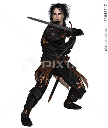 Dark Warrior Holding a Sword 13643547