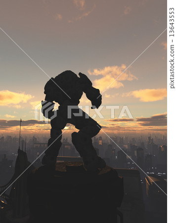 Future City - Robot Sentinel at Sunset 13643553