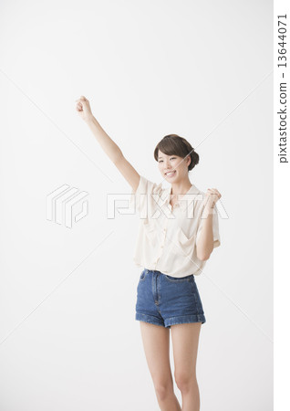 A woman with a white shirt A woman with a white shirt 13644071
