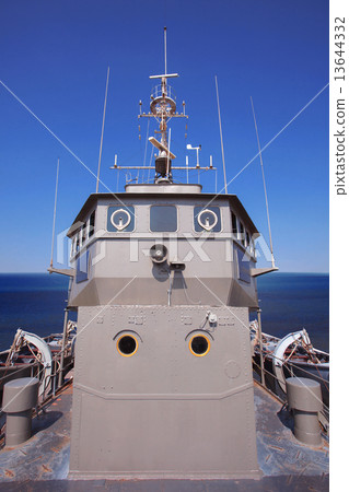 front view of military ship bridge control room against clear bl 13644332