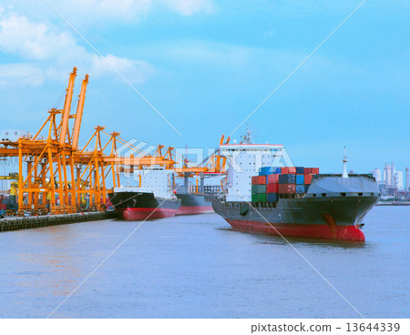 comercial ship with container on shipping port for import export comercial ship with container on shipping port for import export 13644339