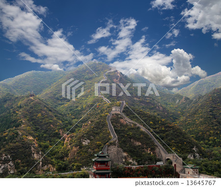 View of one of the most scenic sections of the Great Wall of China, north of Beijing View of one of the most scenic sections of the Great Wall of China, north of Beijing 13645767