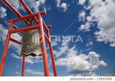 Large Buddhist bell on the background of sky 13645904