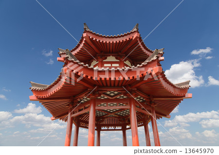 On the territory Giant Wild Goose Pagoda or Big Wild Goose Pagoda-- southern Xian, China 13645970