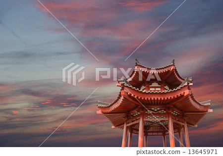 On the territory Giant Wild Goose Pagoda or Big Wild Goose Pagoda-- southern Xian, China 13645971