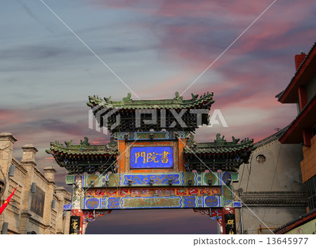 entrance to a Buddhist temple  -- Xian (Sian, Xi'an), Shaanxi province, China 13645977