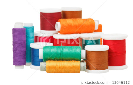 multicolored thread spools isolated on white 13646112