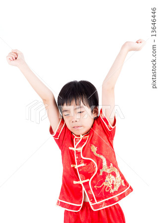 Cute Asian Boy In Tradition Chinese Cheongsam Isolated On White Cute Asian Boy In Tradition Chinese Cheongsam Isolated On White 13646446