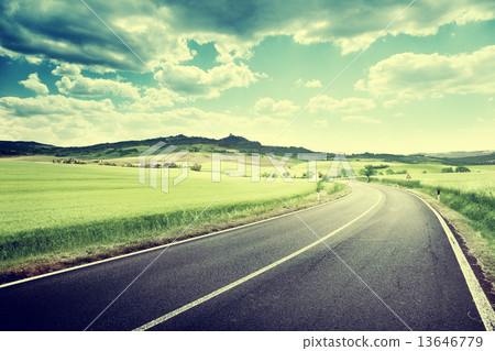 asphalt road in Tuscany Italy 13646779