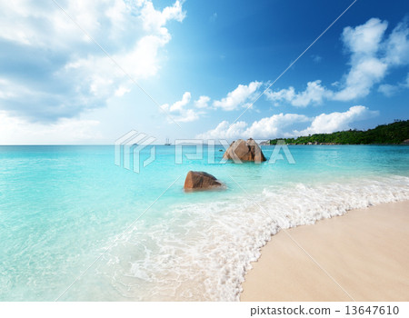 Anse Lazio beach on Praslin island in Seychelles 13647610