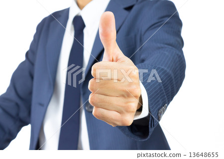 Businessman Show Thumb Up Isolated on White Background Businessman Show Thumb Up Isolated on White Background 13648655