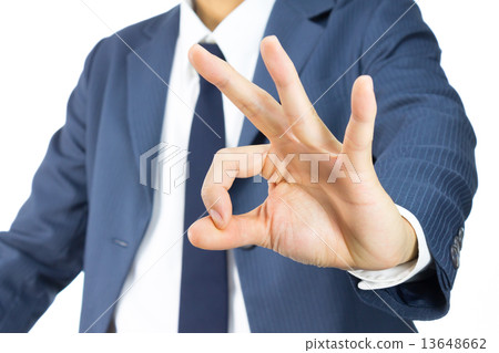Businessman with OK Sign Hand Gesture Isolated on White Backgrou Businessman with OK Sign Hand Gesture Isolated on White Backgrou 13648662