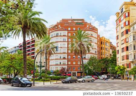 Cityscape of Valencia - third size population  city in Spain. 13650237