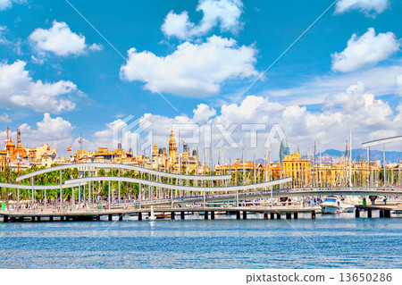 Panorama on Barcelona Seaport .Barcelona. Spain. 13650286