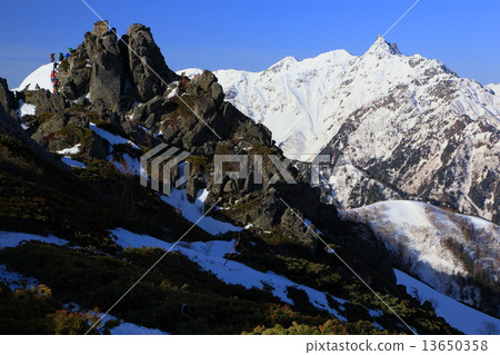 北阿爾卑斯山·青蛙縱向路和Tsunagatsu-dake的青蛙岩石 13650358