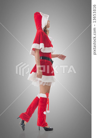 Asian Christmas girl walk Asian Christmas girl walk 13653816