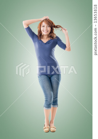 Excited Asian young girl Excited Asian young girl 13653818