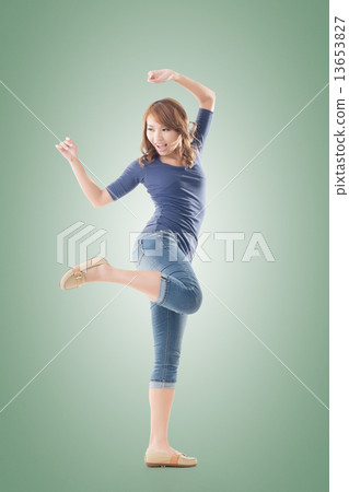 Excited Asian young girl Excited Asian young girl 13653827