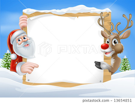Christmas Reindeer and Santa Sign Christmas Reindeer and Santa Sign 13654851