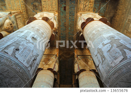 Interior of ancient egypt temple in Dendera Interior of ancient egypt temple in Dendera 13655676