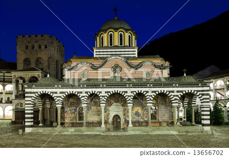 Rila monastery with a falling star Rila monastery with a falling star 13656702
