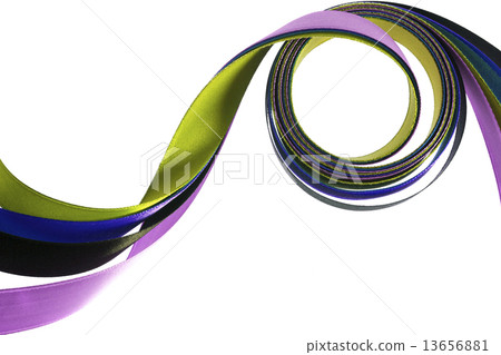 color ribbons fly on a white 13656881