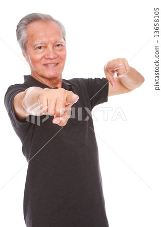 white background old man studio shot businessman portrait senior semi-formal smiling confidence     13658105