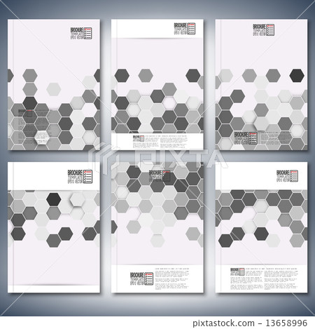 Geometric backgrounds, abstract hexagonal patterns. Brochure, flyer or report for business, template 13658996