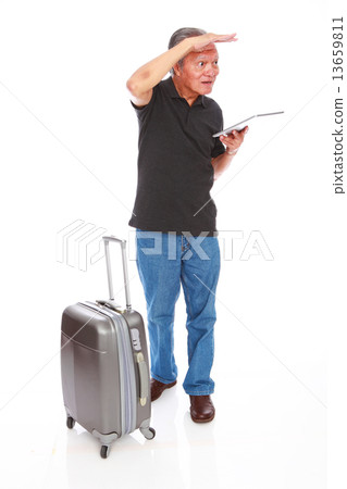 white background old man studio shot businessman portrait senior semi-formal smiling confidence     13659811