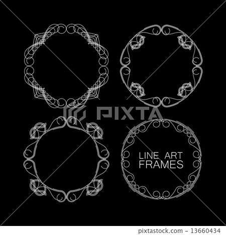 vector set of floral monogram frames. line art elements for design 13660434