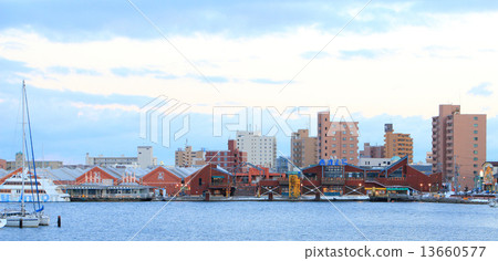 函館灣金森倉庫組·西面島地區日落景觀 13660577