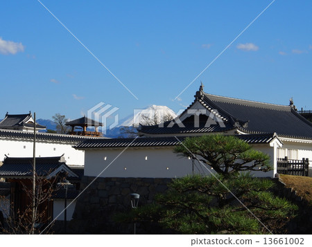 Kofu Castle castle gate and Mt. Fuji 13661002