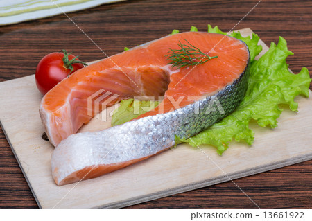 Raw salmon steak Raw salmon steak 13661922