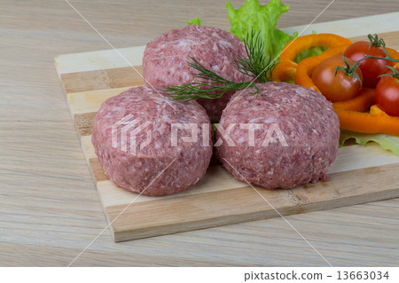 Raw burger cutlet Raw burger cutlet 13663034