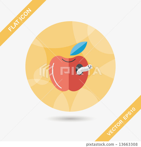 Apple flat icon with long shadow,eps10 - Stock Illustration [13663308 ...