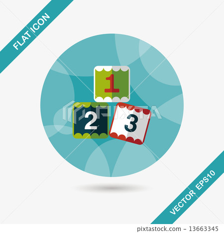 123 blocks flat icon with long shadow,eps10 13663345
