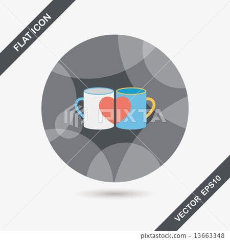 Valentine's day cup flat icon with long shadow,eps10 Valentine's day cup flat icon with long shadow,eps10 13663348